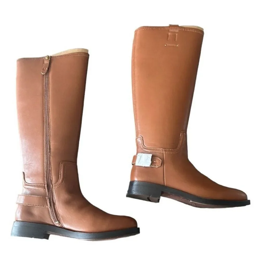 Franco Sarto Merina Cognac Brown Faux Leather Knee High Riding Boots Size 6.5⁠